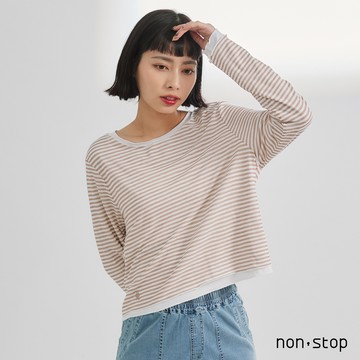 non-stop 簡約條紋配色短版T恤-2色