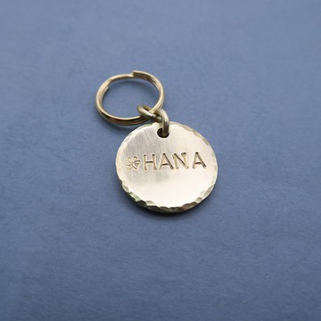 黃銅鍛敲寵物名牌 厚實款 直徑20mm - 狗牌 貓牌 吊飾 鑰匙圈