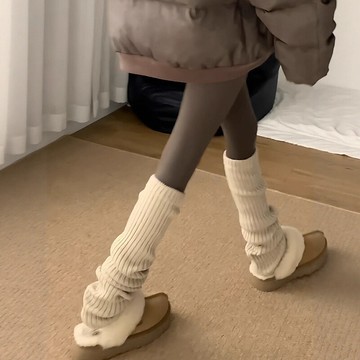 台灣出貨 襪套堆堆襪秋冬配雪地靴腿套春秋白色小腿襪長筒襪配靴子針織長襪