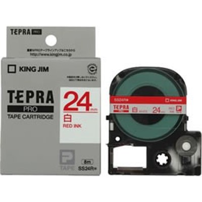 キングジム/テプラPRO用テープ 24mm 白/赤文字/SS24R