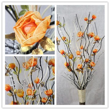 干枝花客廳裝飾花曲柳藤球套裝擺放落地花家居裝飾花長壽花干葉脈