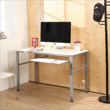 【BuyJM】低甲醛木紋白120公分附鍵盤架電腦桌