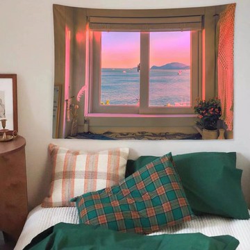 ins掛布手繪背景布潮床頭網紅房間布置掛毯宿舍出租屋改造墻布畫