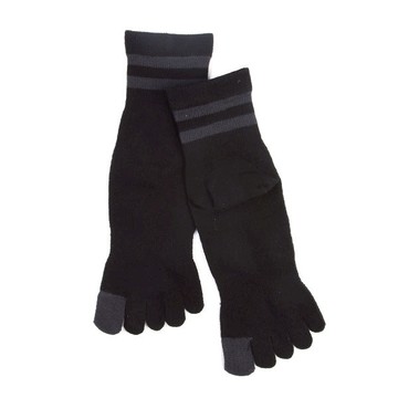 乾爽吸汗五趾長襪-線條 - 黑灰