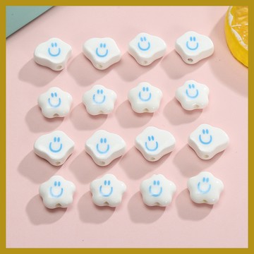 （10顆/包）ins風雲朵小清新笑臉陶瓷珠子 手鏈串珠 diy手工飾品配件 串珠 串珠材料 串珠材料包 珠珠材料 手串材