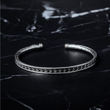 【JK銀飾】雷鱗／925純銀-手環