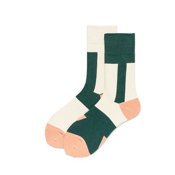 大唐襪業 D36日韓輕奢款 撞色拼接色中筒全棉情侶潮流款純棉襪子