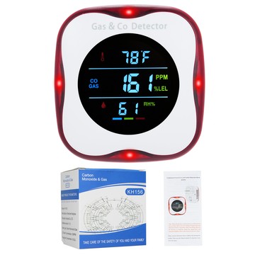 4 合 1 插入式一氧化碳檢測器和天然氣組合檢測器 CO 氣體溫度濕度,帶 LCD 顯示屏可燃氣體和 CO,適用於臥室廚
