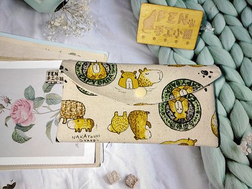 厚棉米底水豚君單層款布紅包袋-手作布紅包袋-存摺包-萬用收納包