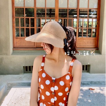「拉兒小舖」台灣現貨 韓版 氣質 俏皮大帽沿空頂帽 蝴蝶結遮陽帽 大頭圍 加大帽圍 透氣可收納