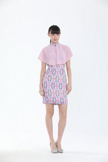 KATE 海灣金沙垂直印花雪紡披風連衣裙 - 粉紅色