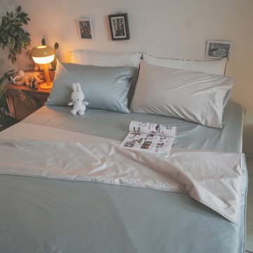 絲滑新體驗-綠光 天絲棉 D1雙人床包三件組 台灣製 棉床本舖