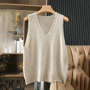 現貨+預購 羊毛背心針織衫-素面寬鬆保暖馬甲女上衣7色74hb23【獨家進口】【米蘭精品】
