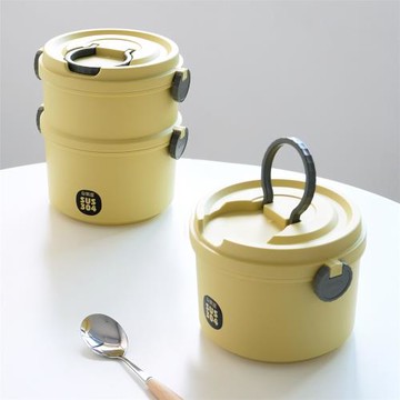 走向日常圓形飯盒不銹鋼多層大容量飯桶保溫可微波上班族便當餐盒