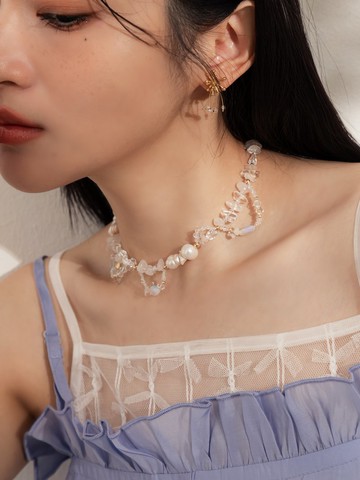 晨暮。MUCHAT手作14KGP天然珍珠施華洛蛋白項鍊