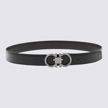 Ferragamo Black Leather Gancini Belt