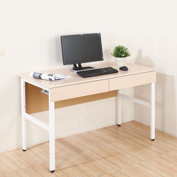 DFhouse   頂楓120公分電腦辦公桌+2抽屜-楓木色