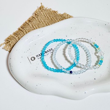 海藍寶天河石白水晶手鏈組合/開運招財/水晶療癒/母親節禮物/送禮