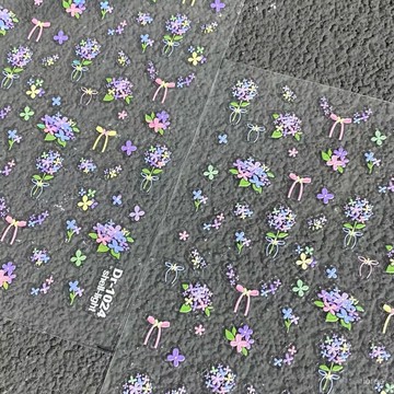 🔥品質超好🔥春日浪漫紫色雪蘭花小碎花立體浮鵰美甲貼紙防水背膠指甲裝飾貼