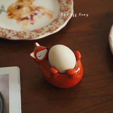 插畫小可愛 出口歐式手繪卡通小狐貍造型陶瓷蛋托 早餐雞蛋托禮物