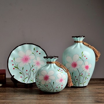 歐式美式陶瓷花瓶三件套創意家居擺設 客廳電視柜酒柜裝飾品擺件
