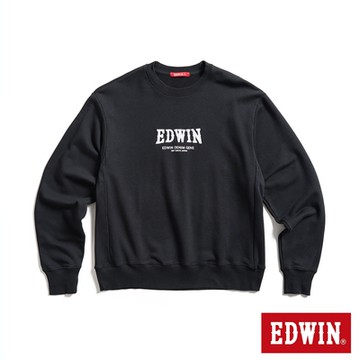EDWIN 男裝 人氣復刻 凸版繡花厚長袖T恤-黑色
