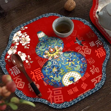 🎉台灣夯貨+小麥有品🏆新中式福祿茶桌吸水速幹墊紅色防滑餐桌杯墊家用硅藻泥桌墊碗墊子