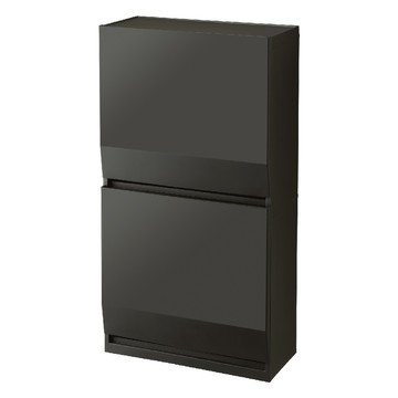 H&H系列 多功能雙層收納櫃垃圾桶 45L黑色