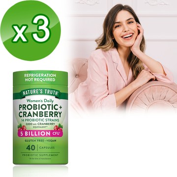 Natures Truth綠萃淨 女性蔓越莓益生菌舒密膠囊x3瓶組（40粒/瓶）_廠商直送