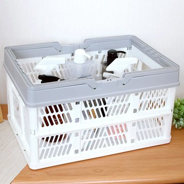 日本OKAZAKI 折疊手提收納提籃 露營野餐籃 摺疊籃L-5kg(1入)