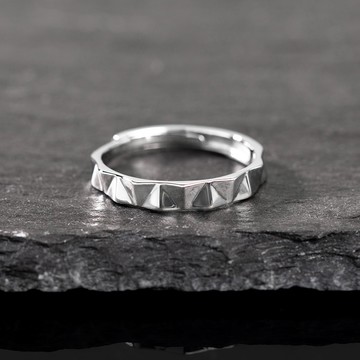 [925純銀]MARIGOLD率性鉚釘可調式戒指【KMD258】-銀