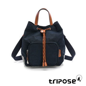 tripose 漫遊系列岩紋手提斜背水桶包-沉靜藍