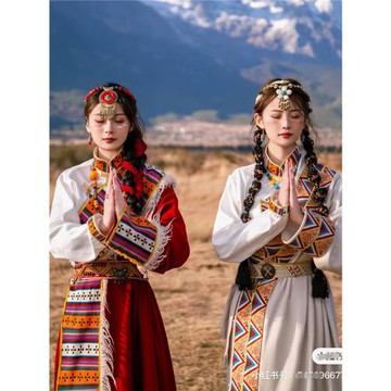 (免運)新款藏族服裝女貴族藏袍寫真西藏旅游少數民族風藏式舞蹈演出服飾