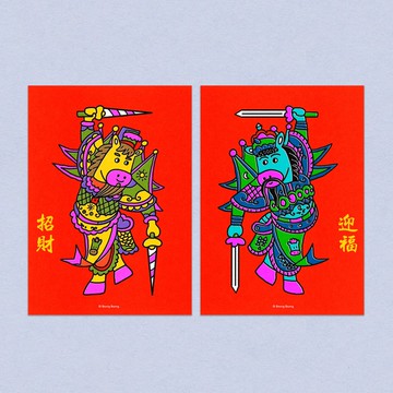 馬年招財迎福/門神春聯/一組兩枚