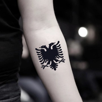 OhMyTat 阿爾巴尼亞鷹 Albanian Eagle 刺青圖案紋身貼紙 (2 張)