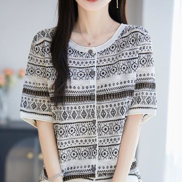 預購BRIGA BN54NS-8082設計師復古提花單排扣針織開衫休閒寬鬆百搭上衣