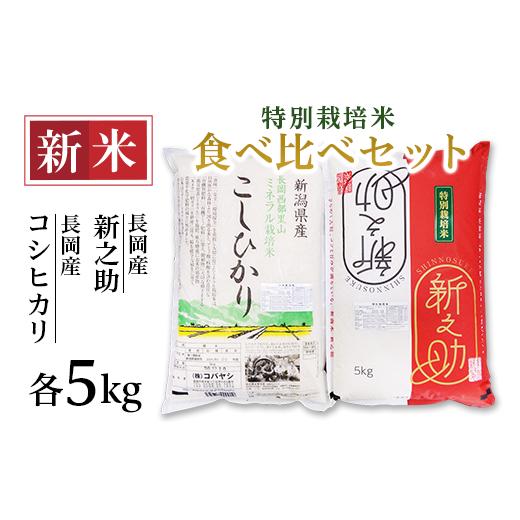 ふるさと納税 新潟県 長岡市 B7-22特別栽培米各5kgセット（ 新潟県長岡産新之助・コシヒカリ）