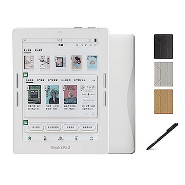 博客來【BooksPad】7.8吋彩色電子書閱讀器四件豪華組(白色主機+黑筆+筆芯+殼)