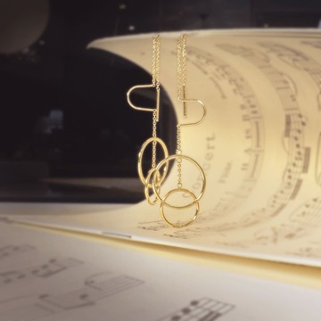 垂墜式圓形14K金色 316醫療鋼耳環/抗敏 不鏽鋼耳環 垂墜耳環