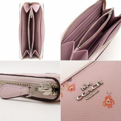 ラスト1点♡COACH コーチ 長財布 ホワイト レザー 花柄 ピンク コーチ COACH 財布 レディース 長財布 花柄 ラウンドファスナー