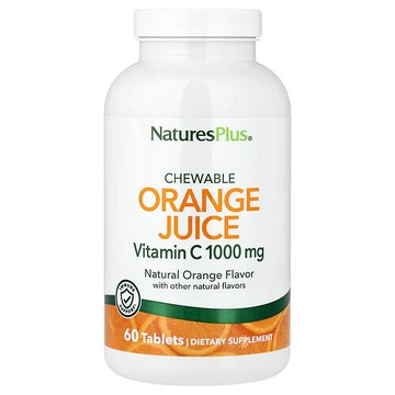 NaturesPlus, 橙汁維生素 C 咀嚼片，天然橙味，1,000 毫克，60 片