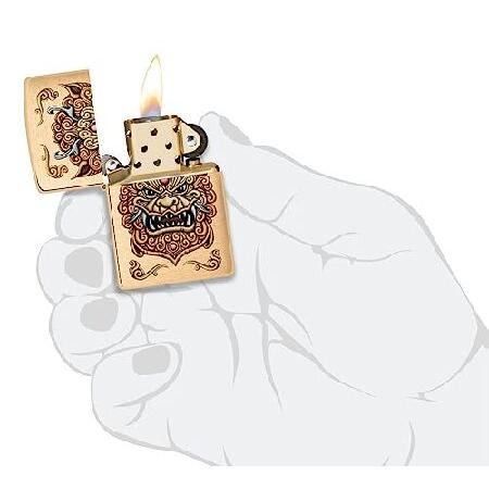 Zippo Foo Dog Design Brushed Brass Pocket Lighter並行輸入