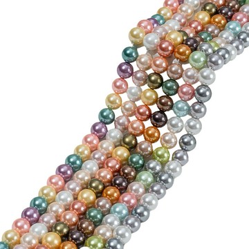 宏雲Hongyun-Ala-天然貝珠混色美拉德白灰紫粉糖果彩虹色散珠diy手作珍珠項鍊資料