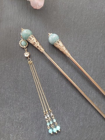 攏雲閣－成碧　　古典風格天河水晶髮簪步搖