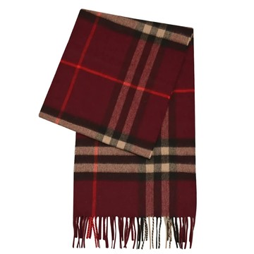 BURBERRY 8021695 經典格紋喀什米爾羊毛圍巾.勃根地紅
