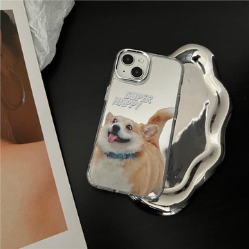 搞怪可愛柯基狗狗適用蘋果14手機殼iphone16promax電鍍鏡面15潮13