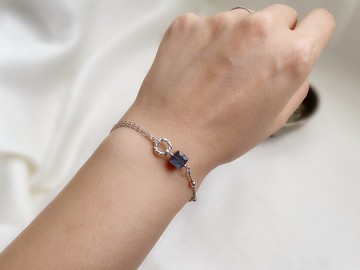 //黑金太陽石純銀手鍊// 925純銀 天然石水晶手作 辟邪