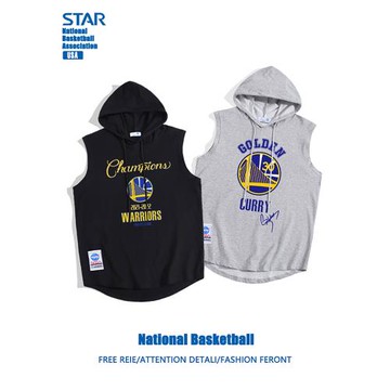 背心男勇士庫里籃球訓練服球衣無袖運動健身t恤投籃美式衛衣純棉