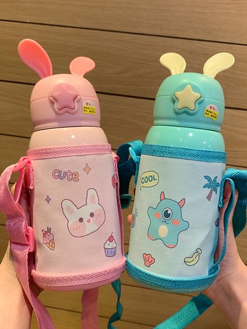 保溫兒童杯帶吸管寶寶水壺大容量可愛學生嬰兒女高顏值防摔飲水杯