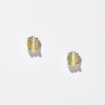 金綠寶石耳針 | 金綠玉 貓眼 金綠寶石 頂級珠寶 寶石耳針 925純銀 S23AT23-908